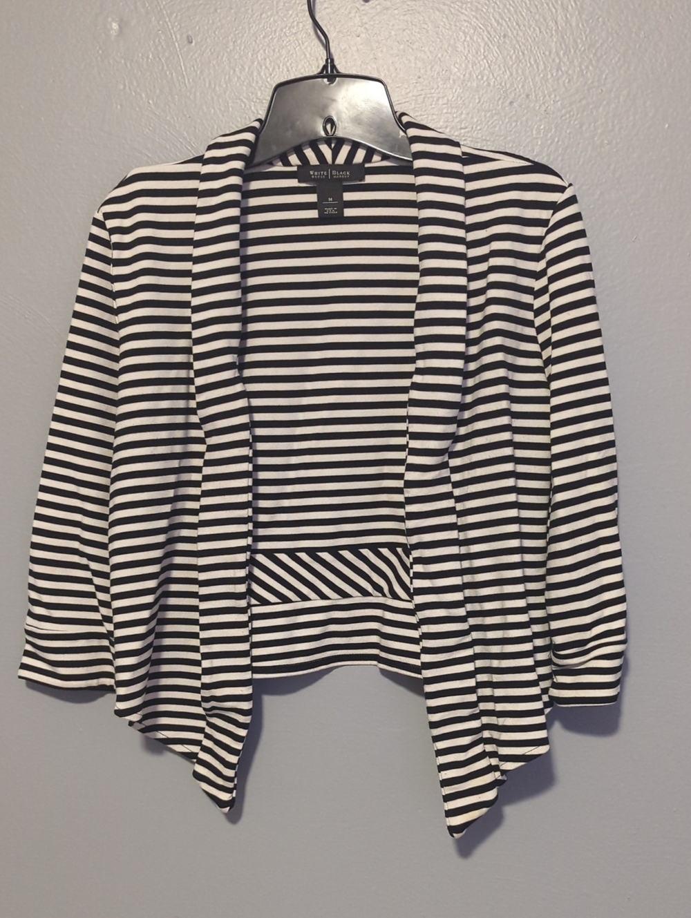 White House Black Market WHBM Stripe Three Quarter Sleeve Blazer Jacket Medium M